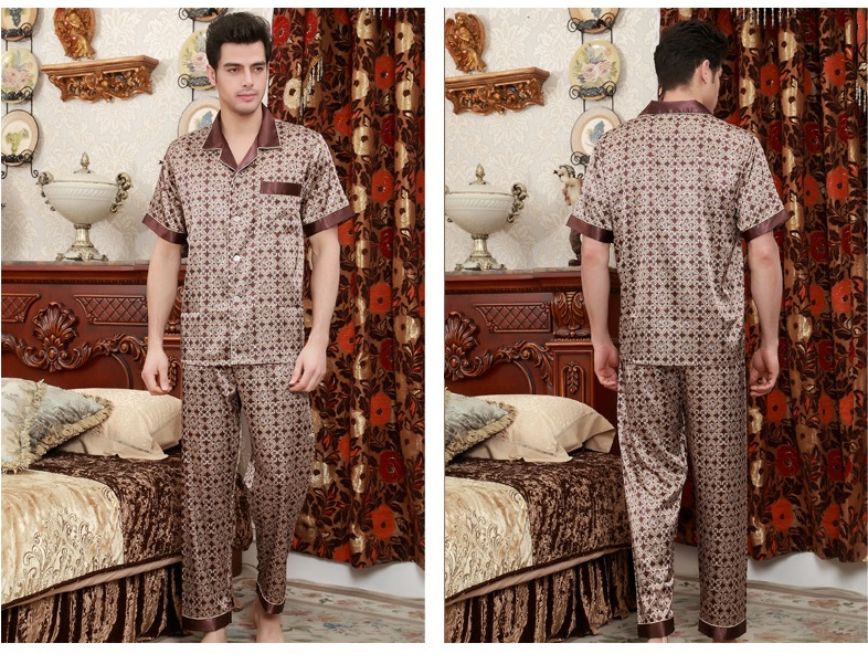 NG057N - Bộ pyjama nam ngắn tay chất lụa hàng nhập