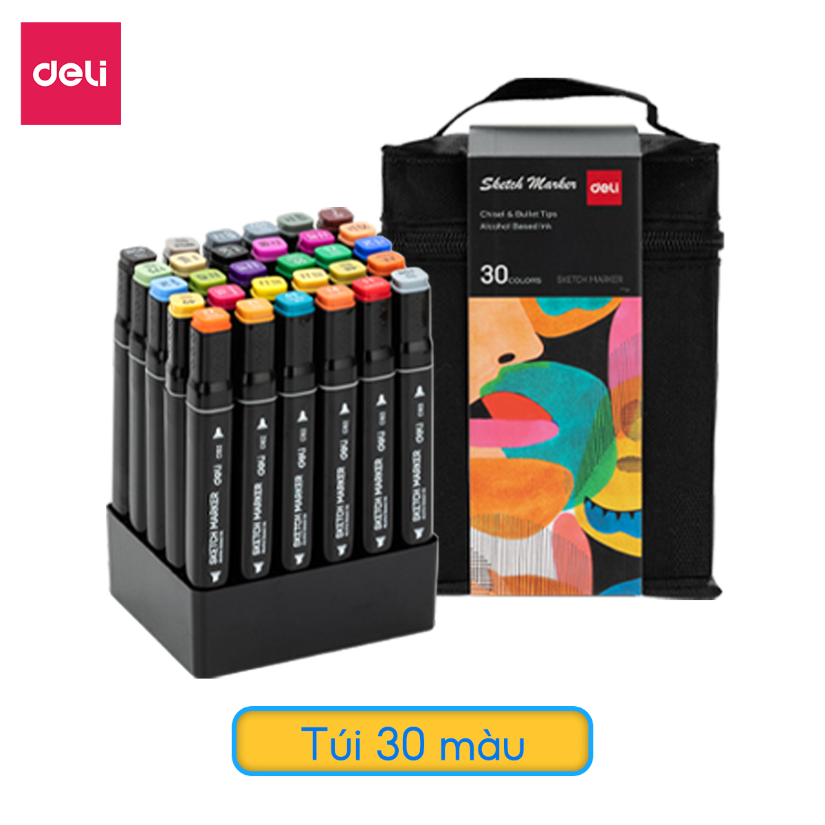 Bút màu marker đầu mềm viết calligraphy, vẽ tranh anime Deli - marker hộp nhựa - marker touchlift, màu dạ, màu vẽ học sinh - 12/ 24/ 36/48/ 60 Màu -  70804