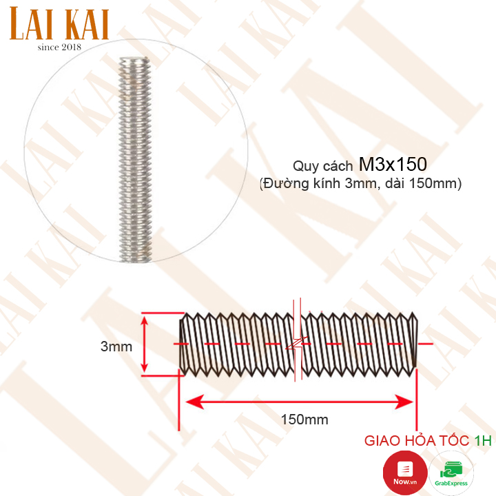 [HCM]Thanh ren inox M3 M4 M5