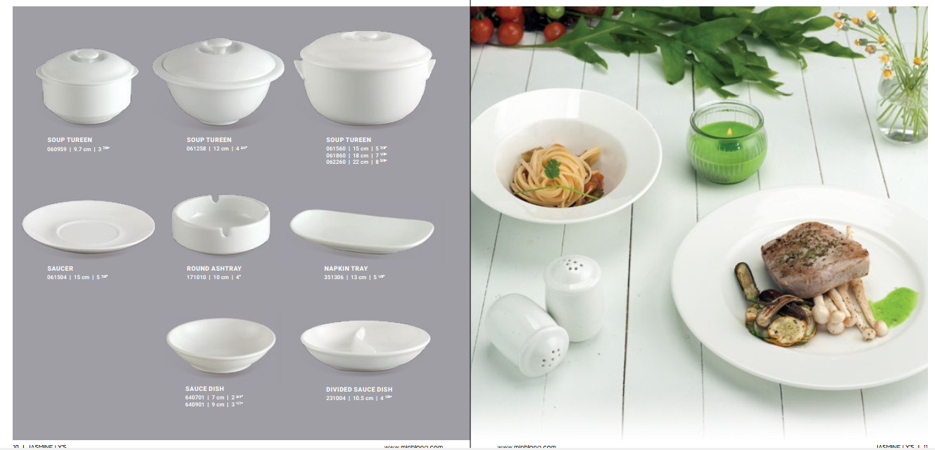 Bộ 10 Chén cơm 11.2 cm - Jasmine Ly's - Trắng Ngà - Gốm sứ cao cấp Minh Long I