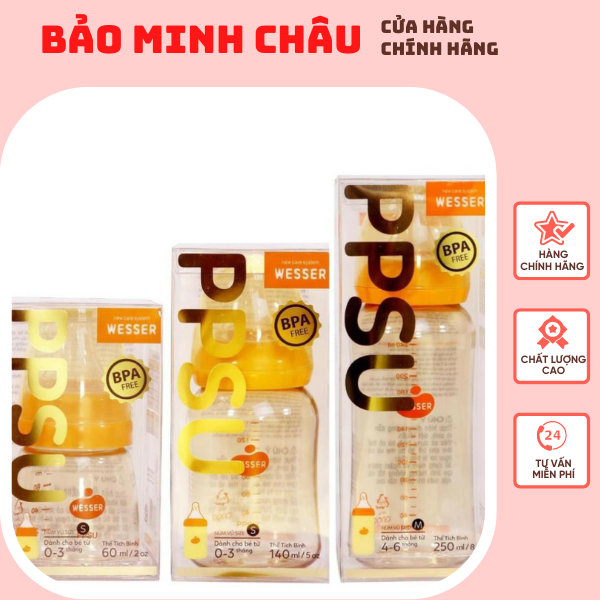 Bình Sữa PP / PPSU Wesser cổ rộng  180ml/260ml/bình