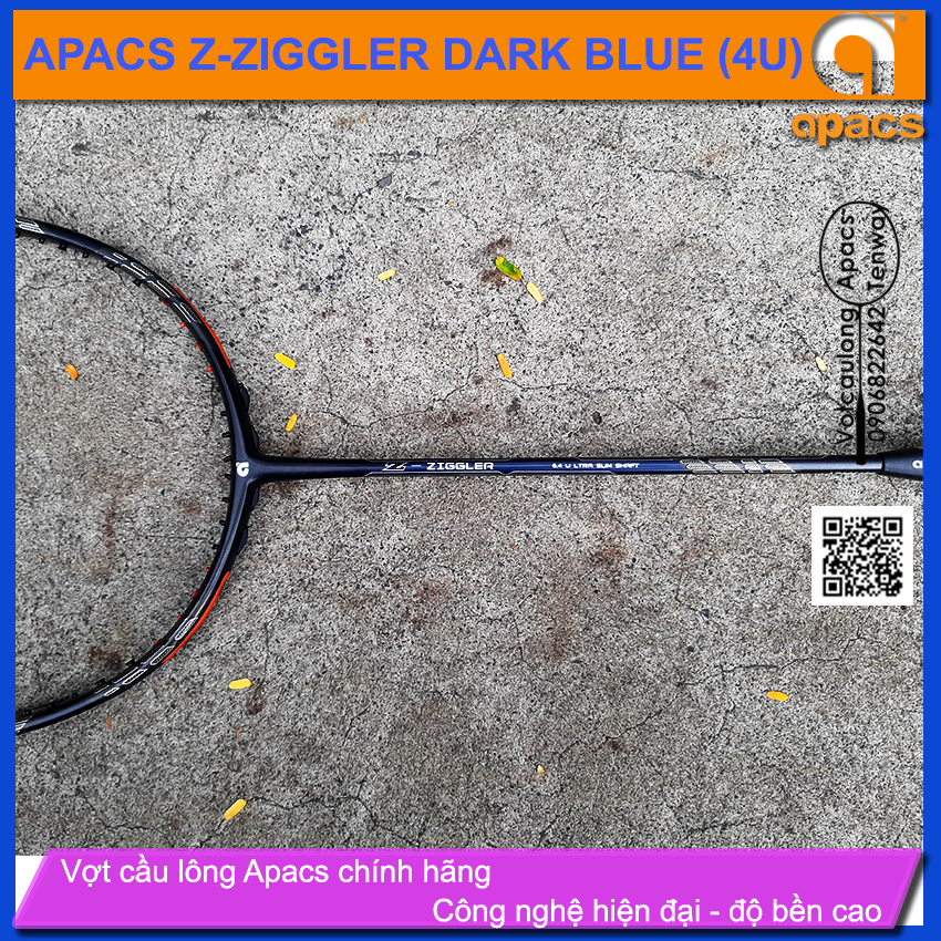 [HCM][Vợt cầu lông Apacs Ziggler Z-Ziggler 6.4mm Dark Blue - 4U] Vợt thân đũa 6.4mm linh hoạt phản công