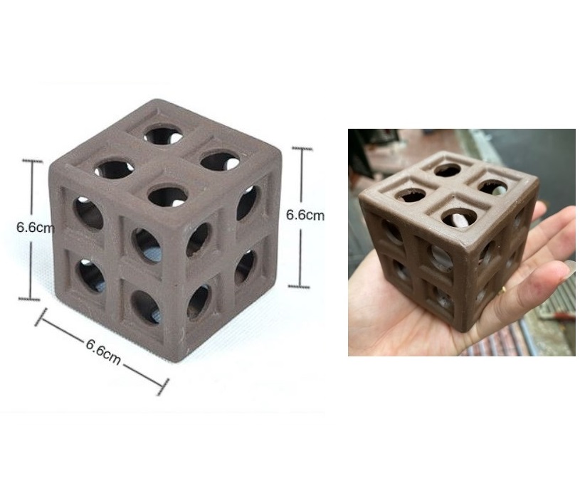 Gốm vuông nhiều lỗ đồ chơi cho cá, tôm, tép