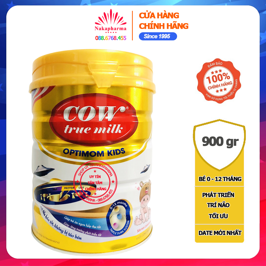 Sữa non Cow True Milk Optimom Kids 900g [0-12 tháng] - Giúp bé phát triển toàn diện, ăn ngủ ngon, tiêu hóa tốt, không táo bón