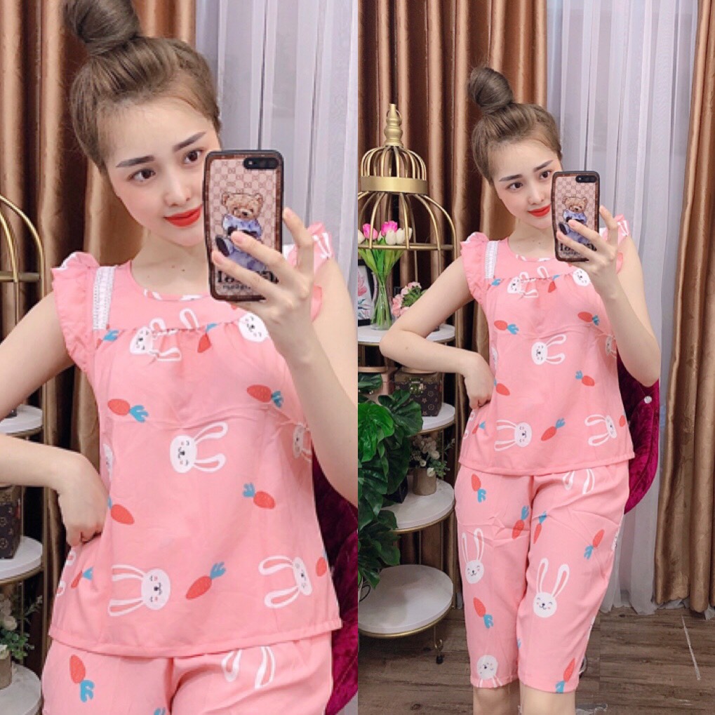 ĐỒ BỘ LỤA LỬNG MẶC NHÀ HỌA TIẾT HÌNH THÚ DỄ THƯƠNG (ẢNH THÂT) CÓ SIZE 40-75KG - LUA20