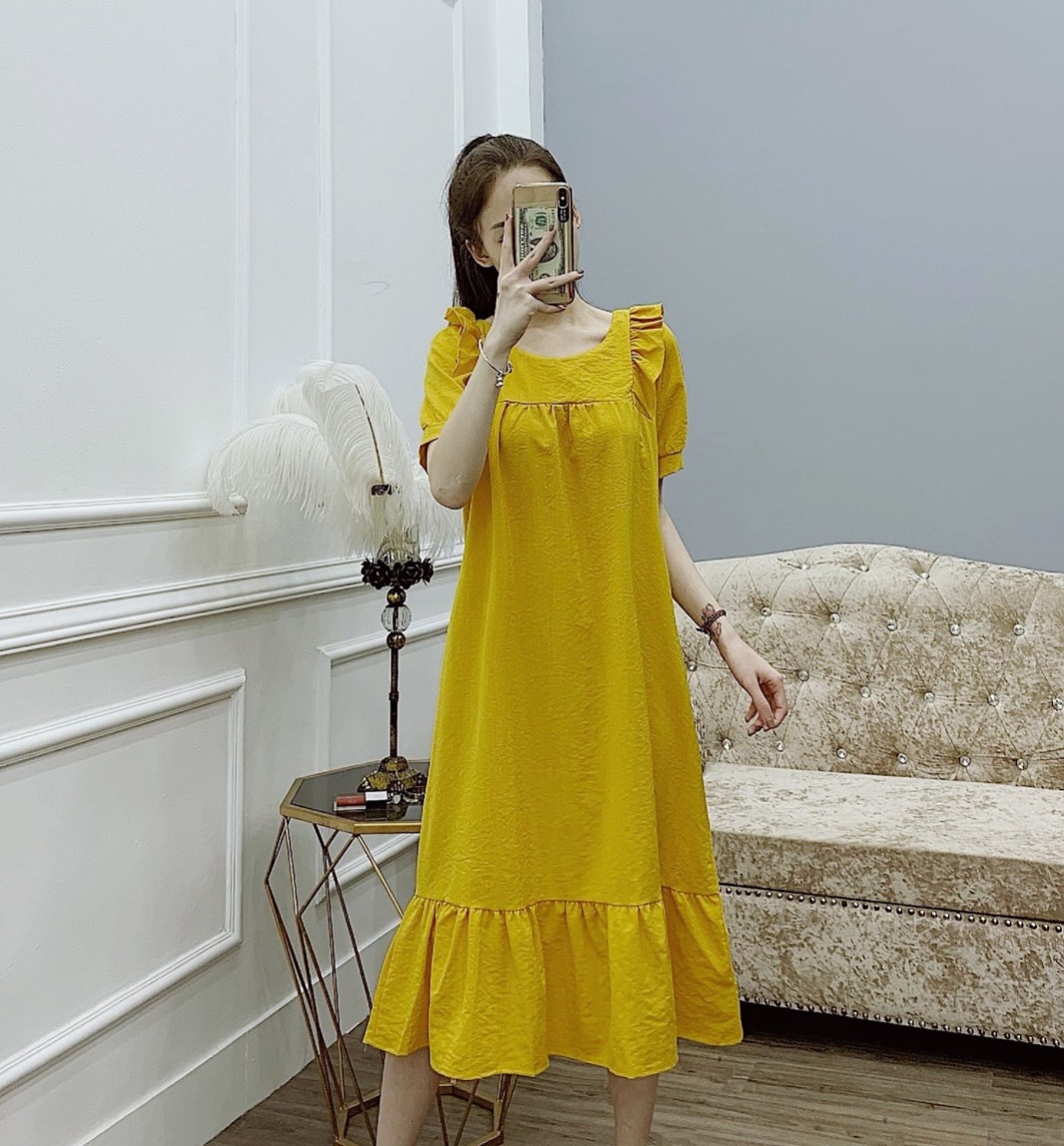 Váy bầu, đầm bầu thời trang thiết kế chất lụa hoa freesize từ 45 đến 70kg