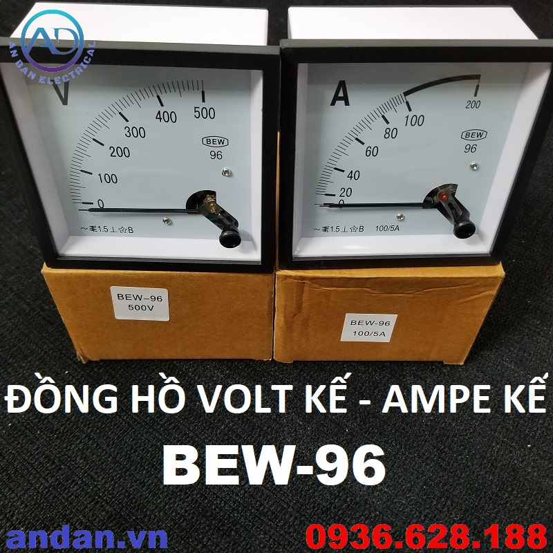 Đồng hồ volt kế - ampe kế bew-96 500v, 96x96 50a, 100a, 150a, 200a, 250a, 300a, 400a, 500a, 600a, 800a, 1000a