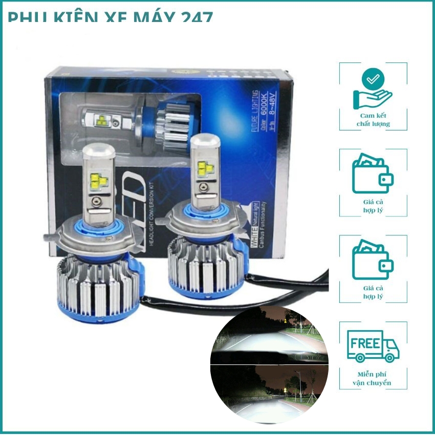 Đèn Led siêu sáng cho xe máy, đèn trợ sáng TURBO T1 gắn cho xe máy đi đêm, đèn TURBO T1 gắn cho mọi loại xe oto xe máy