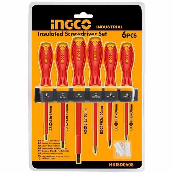 Bộ tuốc nơ vít cách điện 1000v 6 cây ingco hkisd0608