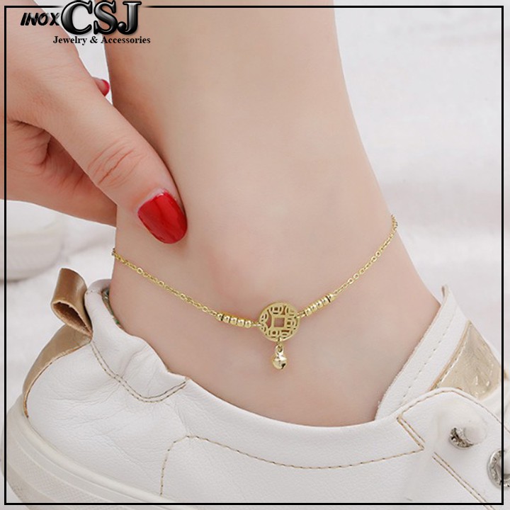 Lắc chân ,lắc tay kim tiền mạ vàng công nghệ đức cao cấp bền màu -Trang Sức Rẻ 2