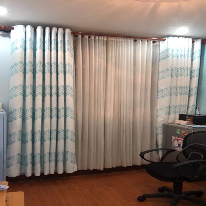 Rèm cửa sổ PH curtains 200cm-cao 130cm xanh trắng+tặng dây vén màn