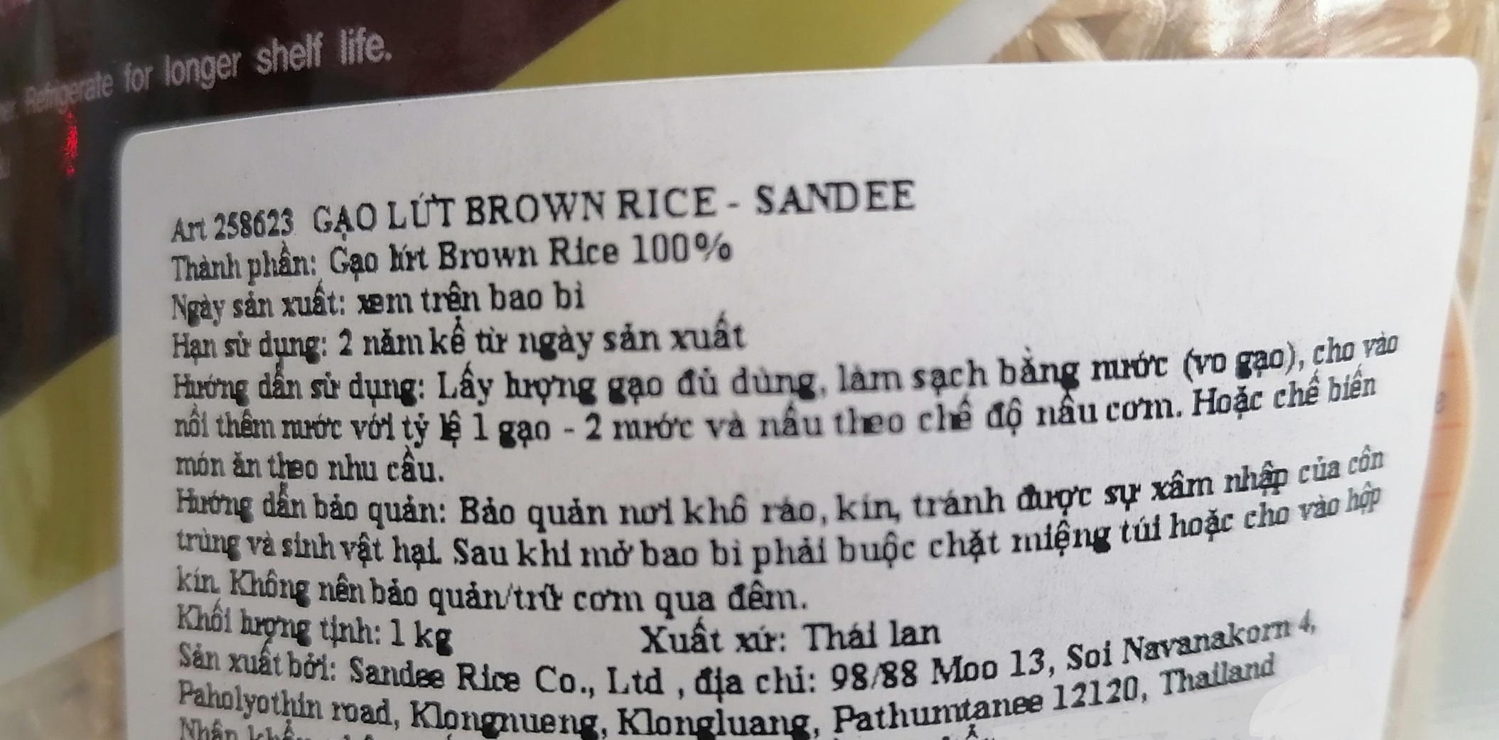 [Túi NÂU 1Kg] GẠO LỨT THÁI [Thailand] SANDEE Brown Rice (halal)