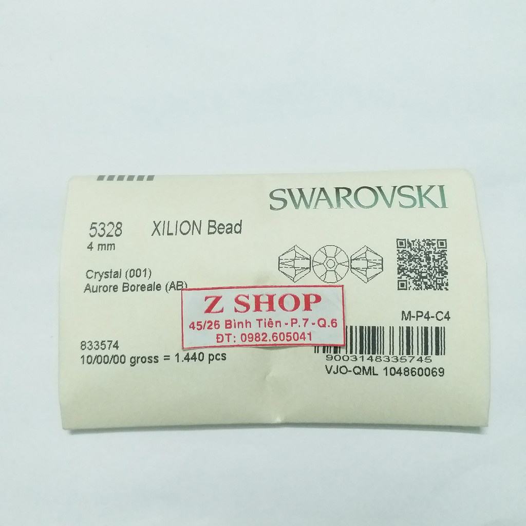 01 Hạt Nón 4 Ly Pha Lê Swarovski Có Nhiều Màu Lựa Chọn
