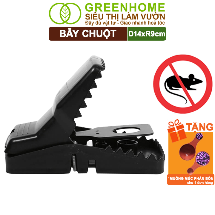 Bẫy chuột thông minh greenhome, d14xr9cm, lò xo độ nhạy cao, lực gấp mạnh, dễ dùng, hiệu quả cao, tái sử dụng nhiều lần