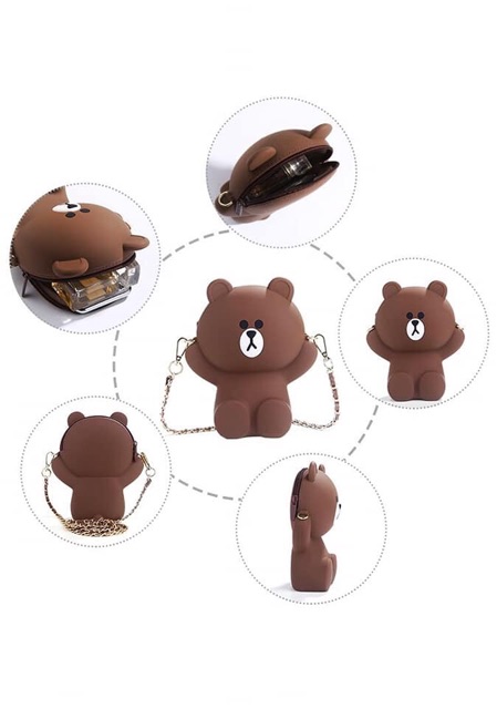 Túi gấu Brown Silicon 2 dây