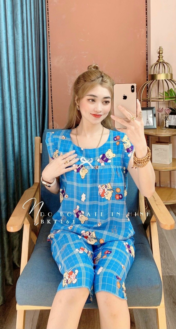 Đồ bộ mặc nhà kate lụa dễ thương hình Gấu