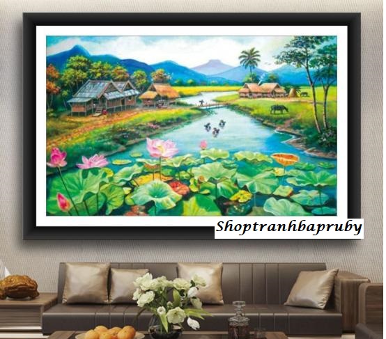 [HCM]Tranh đính đá Quê Hương VS307 kích thước 93 x 65 cm