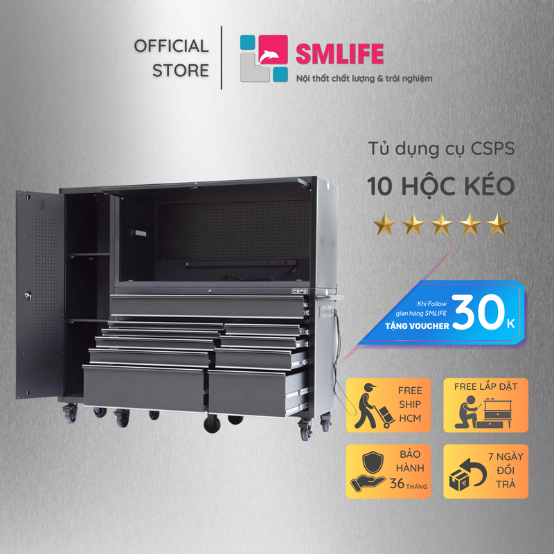 10 Drawer Tool Chest and Cabinet Combo Matte Black