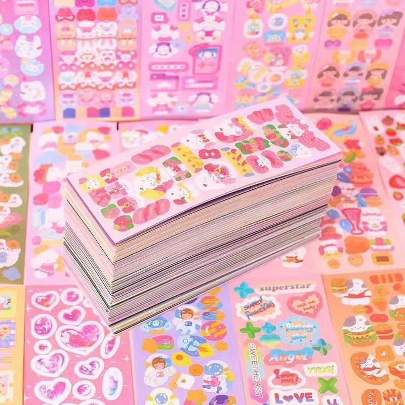Set 100 tấm sticker lấp lánh dễ thương trang trí toploader