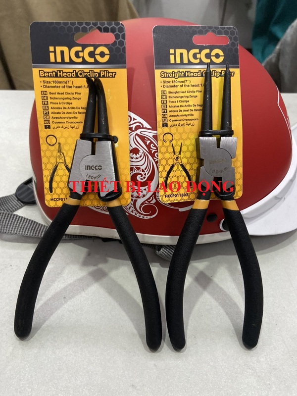 Kềm mở phe vòng ngoài mũi cong + kềm mở phe vòng trong ingco hccp011751hccp011802