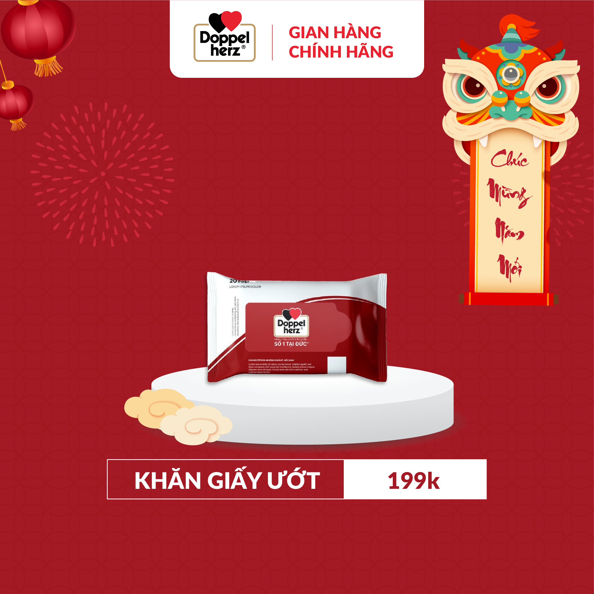 [QUÀ TẶNG KHÔNG BÁN] Khăn giấy ướt Doppelherz (20 tờ/bịch)