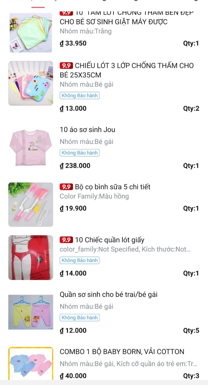 Combo đồ sơ sinh bé gái, bé trai 511k