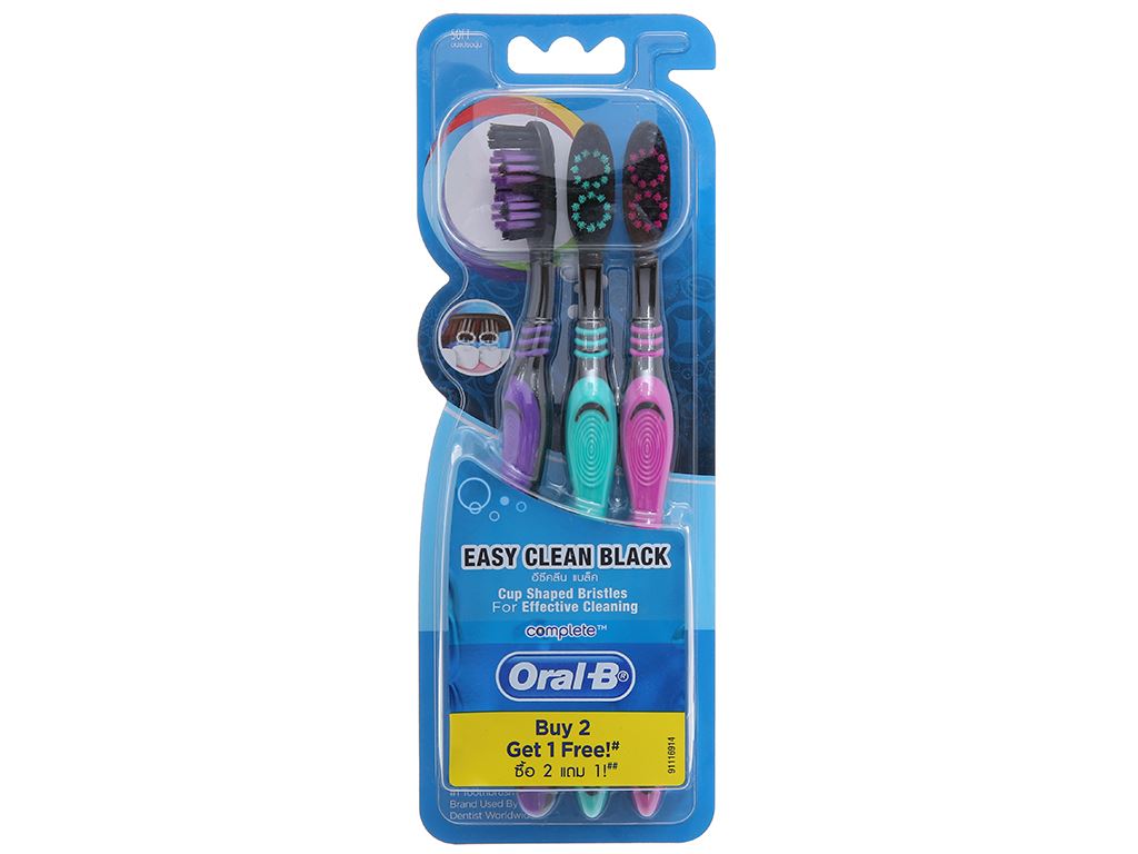 Bàn chải đánh răng Oral B easy clean black vỉ 1 cây/ 3 cây