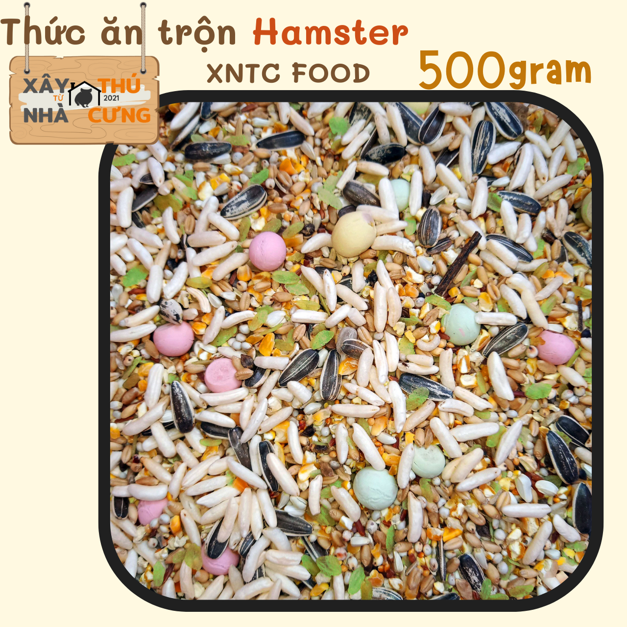 Thức ăn trộn Hamster XNTC Food 500gram (đã rang, bảo quản lâu)