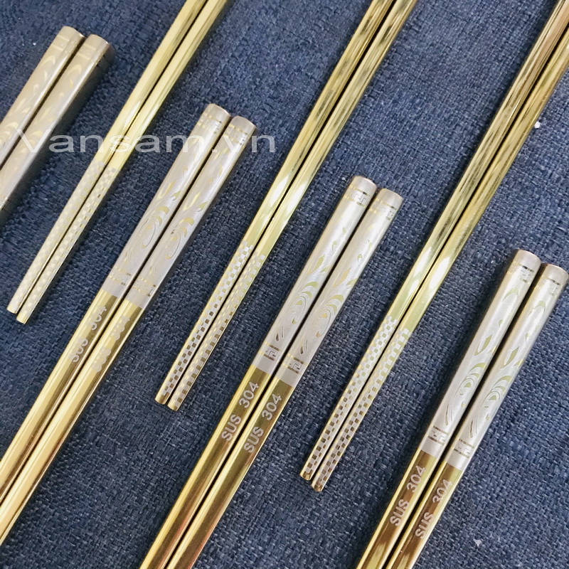 [HCM]Bộ 10 đôi đũa inox 304 vàng Hàn Quốc cao cấp