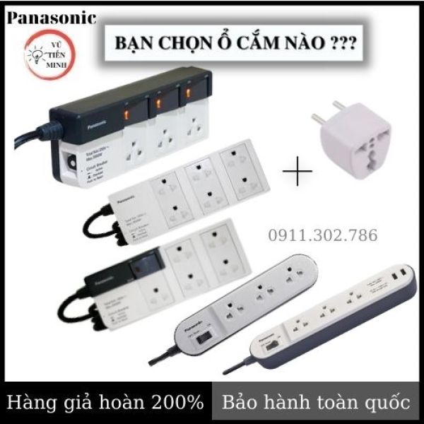 [TẶNG PHÍCH CHIA 3 RA 2] Ổ cắm điện Panasonic, ổ cắm điện thông minh, ổ cắm điện đa năng, ổ cắm có dây panasonic, ổ cắm điện chịu tải -  SX Thái Lan