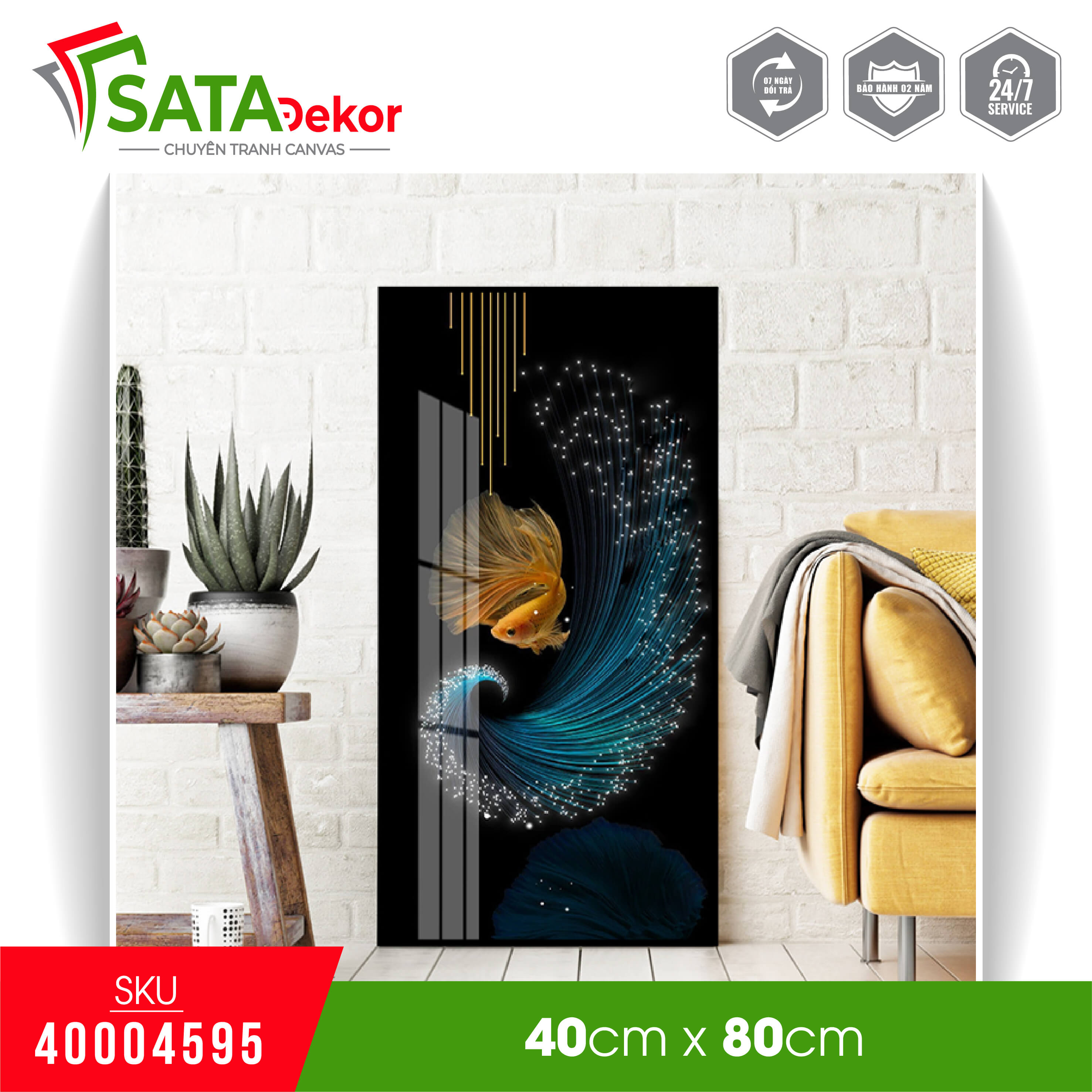 Tranh canvas treo tường cá beta 3d (40004595)