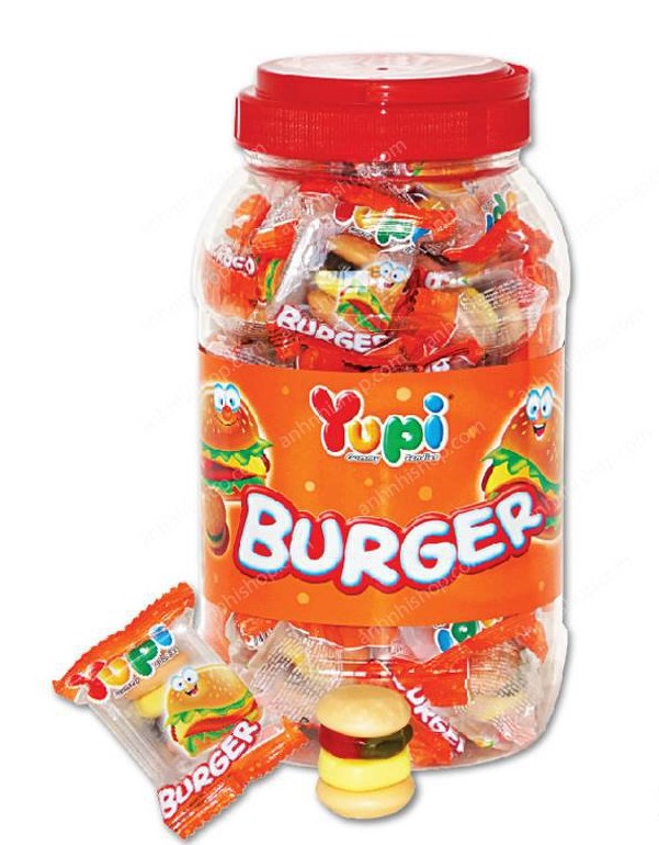 Kẹo Dẻo Yupi Burger Hương Trái Cây Hủ 36 gói x 8g