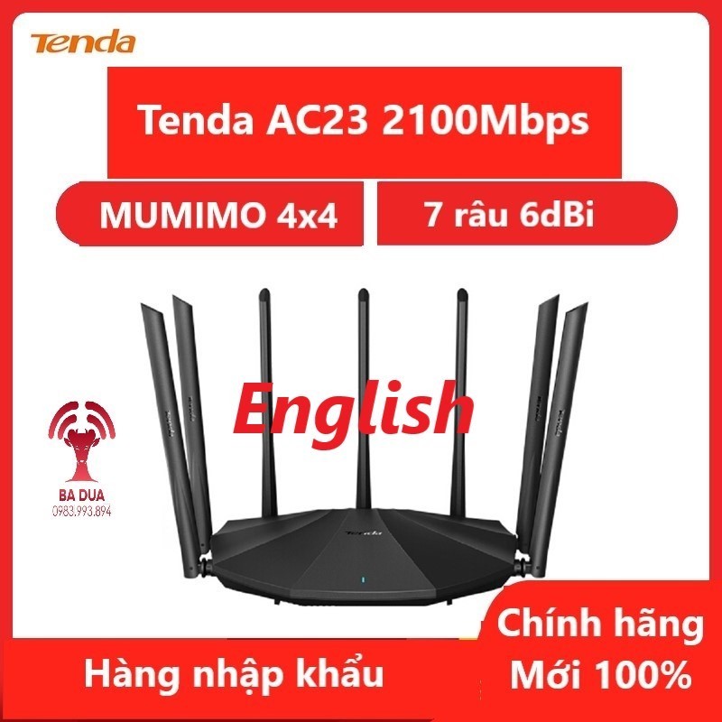 Bảng giá Bộ Phát Wifi Tenda AC23 - Hai Băng Tần - Tốc Độ 2100Mbps - 7 anten 6dbi Cho Khả Năng Phủ Sóng Mạnh Mẽ Phong Vũ