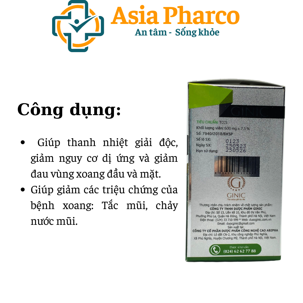 [HCM]Thông xoang ginic lọ 50 viên nang