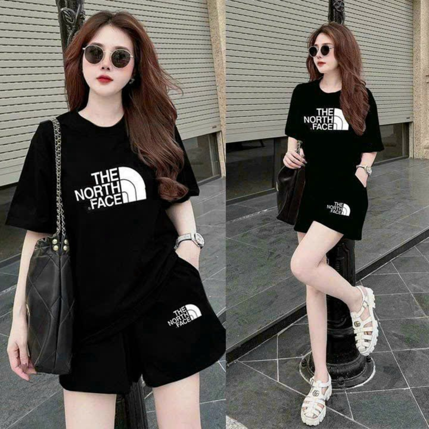 set đồ bộ short thun cotton thêu logo cao cấp