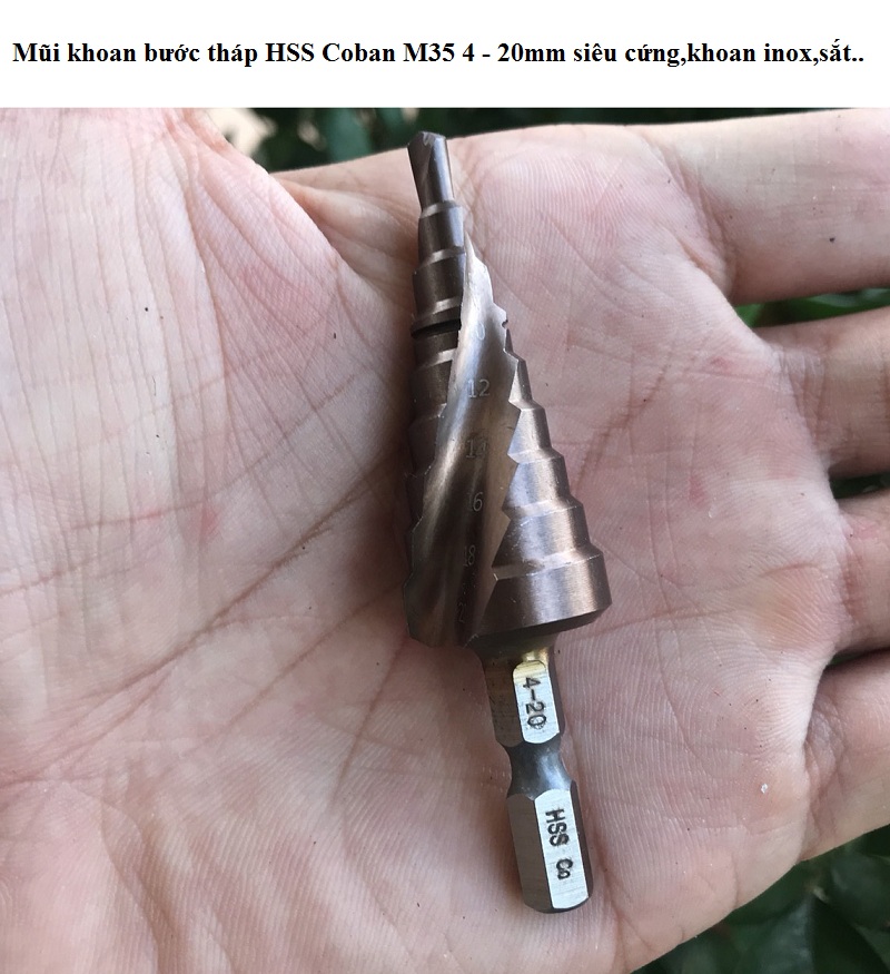 Bộ 3 Mũi khoan bước tháp HSS Coban M35 4 - 32mm,4-20mm-4-12mm siêu cứng,khoan inox,sắt..dày 4mm