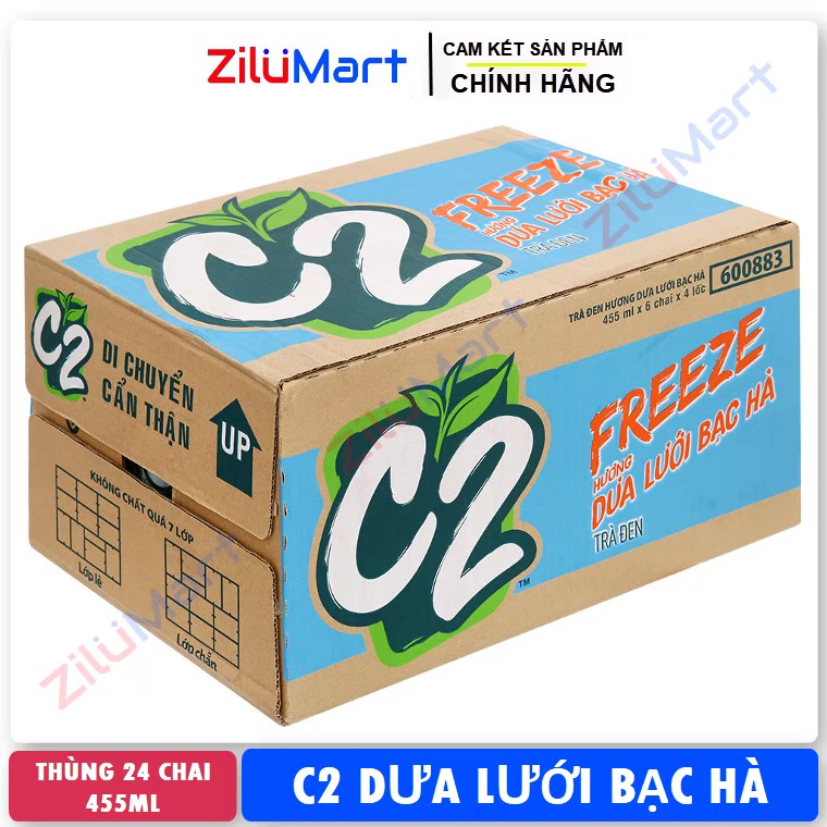 Trà đen dưa lưới bạc hà C2 Freeze (thùng 24 chai) loại 455ml