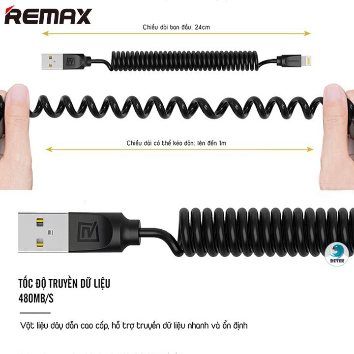 Cáp sạc lò xo cho Iphone Remax Rc-117i cổng lightning