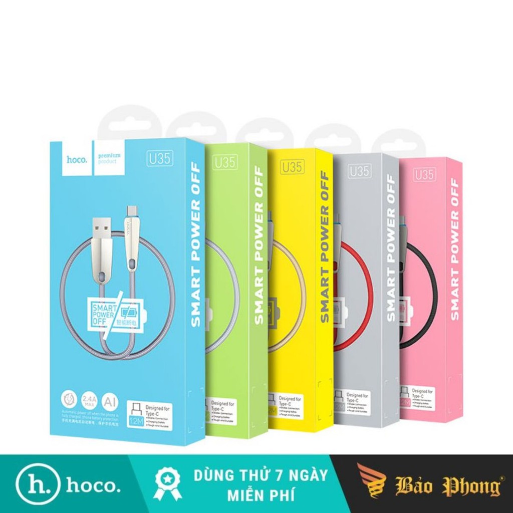 Cáp iPhone / TypeC tự ngắt dây dù HOCO U35 dài 1M2 / 2M