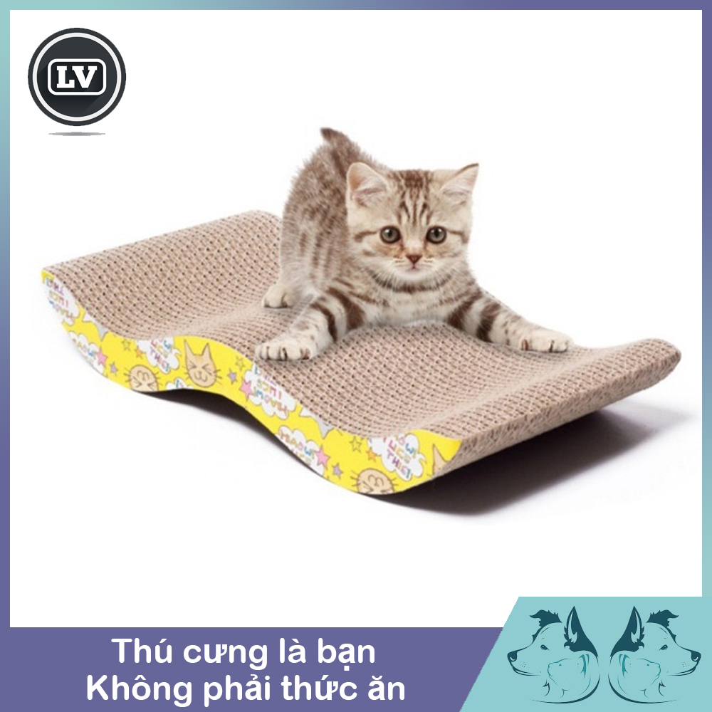 Bàn cào móng cho mèo kèm túi cỏ catnip  bạc hà cho mèo - Phụ kiện Long Vũ