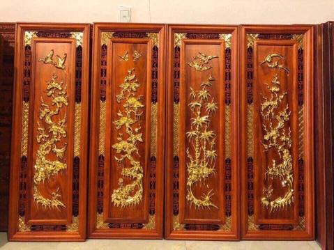 Tranh Tứ Quý (Vinh Hoa Phú Quý) - Gỗ Hương Đỏ Nam Phi Điêu Khắc