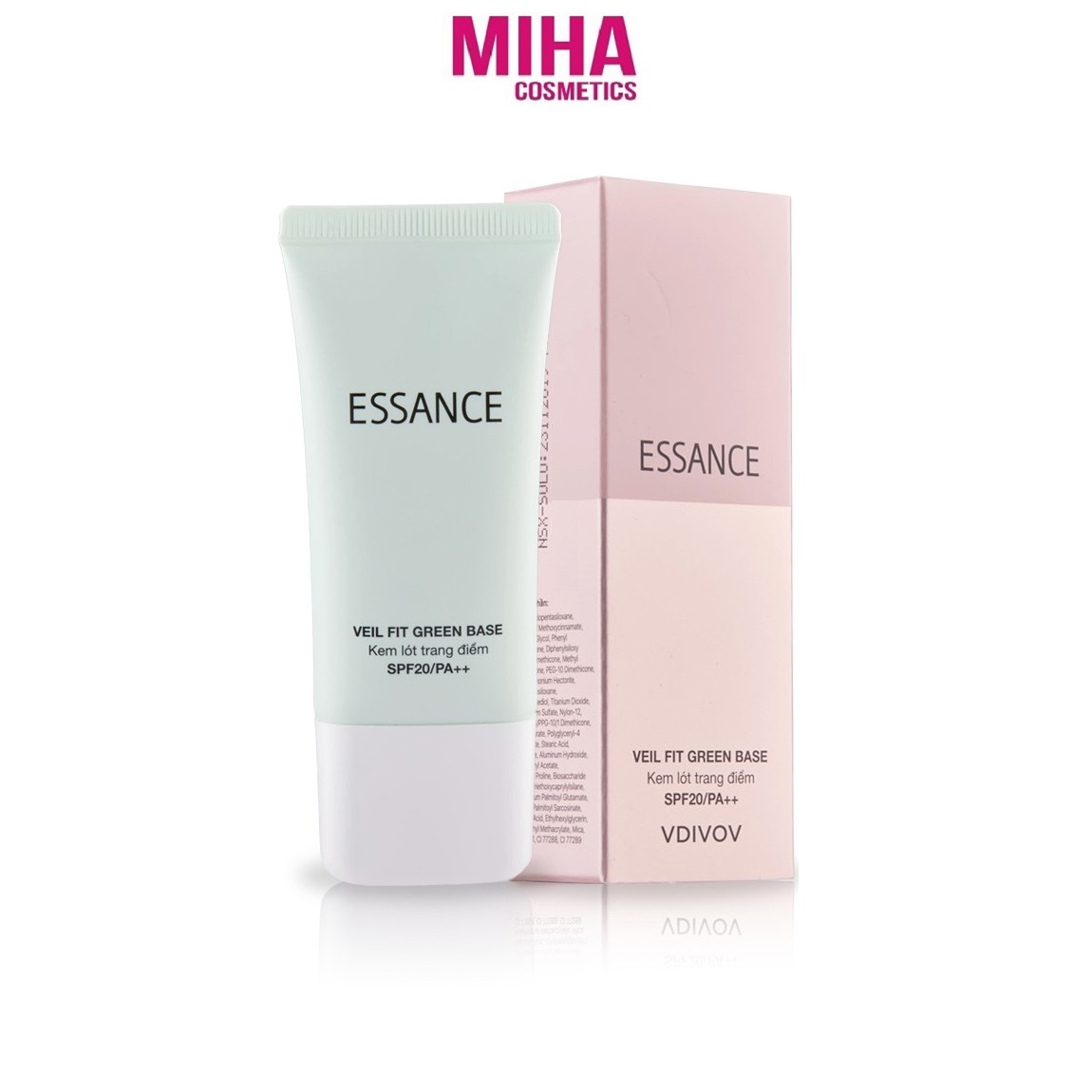 Kem Lót Kiềm Dầu Chống Nắng Hiệu Chỉnh Màu Da Essance Vdivov Veil Fit Green SPF20 PA++ 30ml