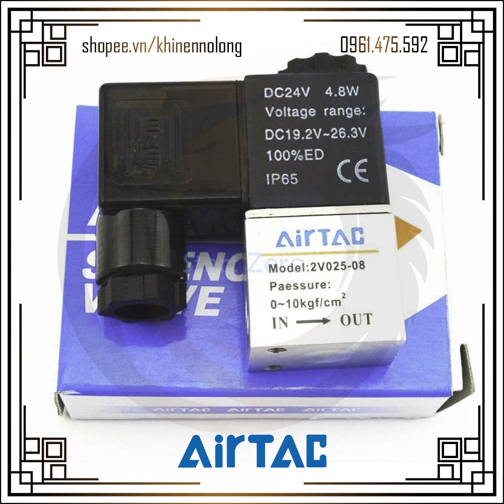 Van điện từ khí nén airtac 2v025-08 - 2 cửa 2 vị trí - khí nén nộ long