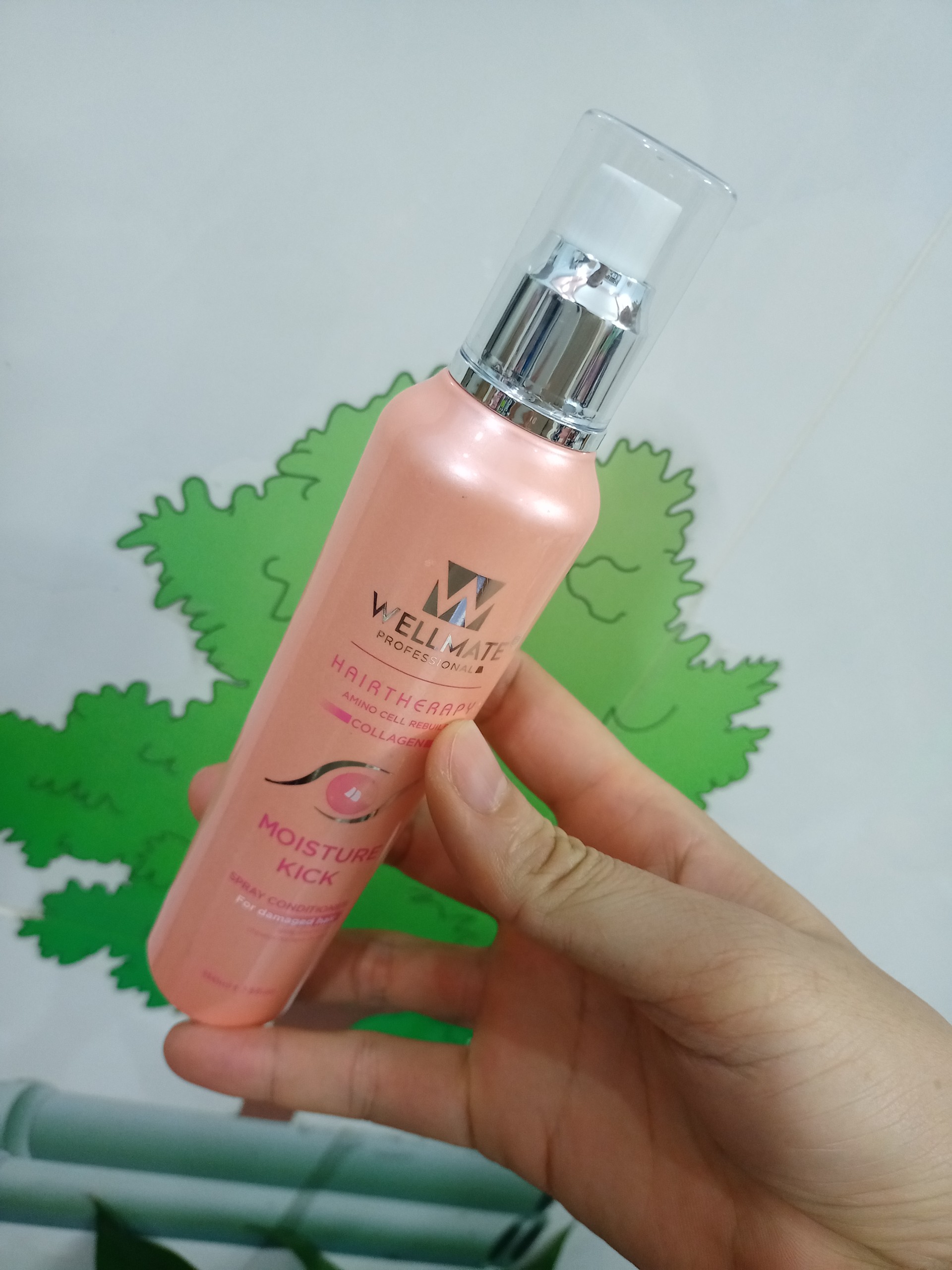 Xịt dưỡng tóc collagen hồng Wellmate