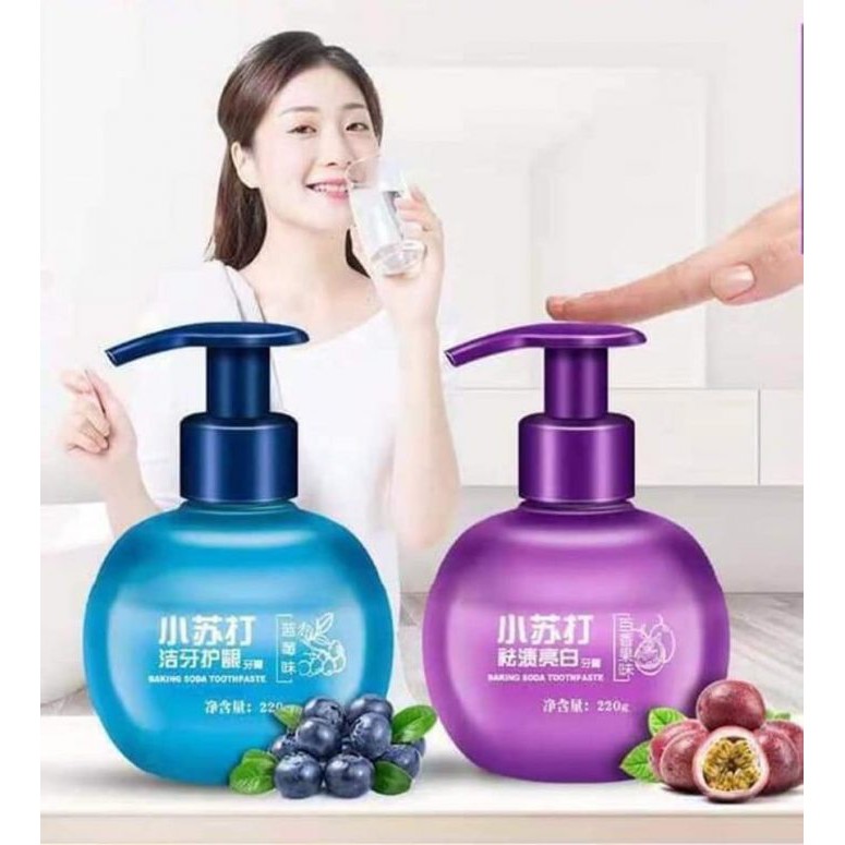 Kem Đánh Răng Bakingsoda Vị Hoa Quả Hai Vị Màu xanh vị việt quất Màu tím vị chanh leo