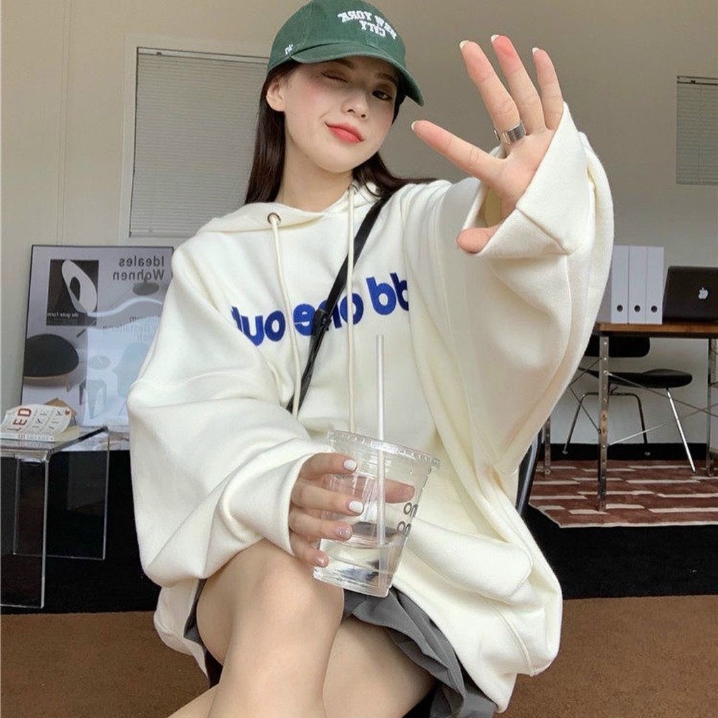 Áo HOODIE TRẮNG basic odd from thụng tay to