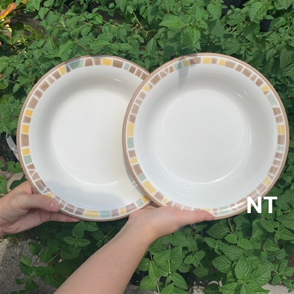 Đĩa gốm sứ men Nhật sâu lòng 22cm và 24cm siêu dày dặn