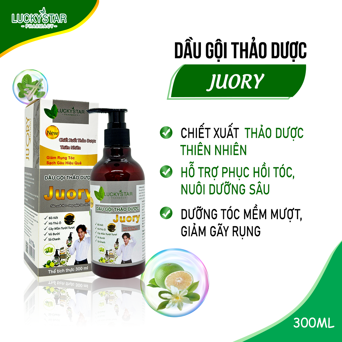 Dầu Gội Thảo Dược Lucky Star 300ml