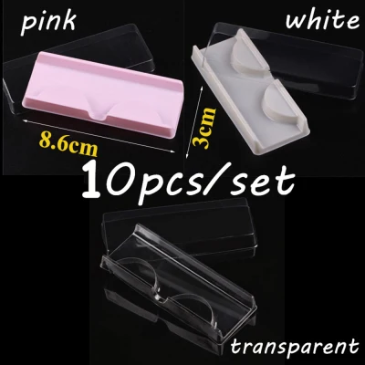 CRV0535 Pink Beige for Fake Lashes Plastic Protable Transparent Eyelashes Tray Container Packing Box Eyelashes Storage Case