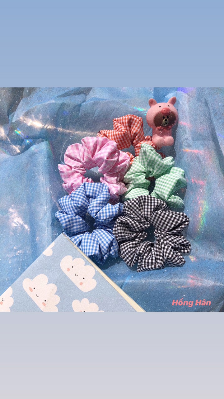 COMBO 5 SCRUNCHIES SỌC ĐỦ 5 MÀU
